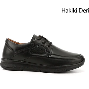 Erkek Siyah Bağcıklı Hakiki Deri Ayakkabı