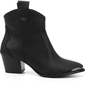 Kadın Siyah  Sivri Burun Kalın Topuklu Kovboy Bot