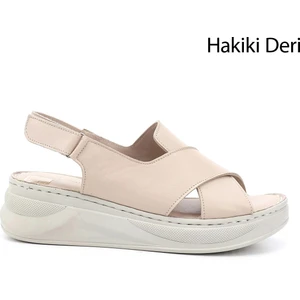 Gön Hakiki Deri Dolgu Taban Kadın Sandalet 42087