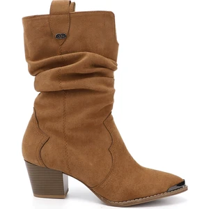 Kadın Taba Sivri Burun Kalın Topuklu Kovboy Çizme