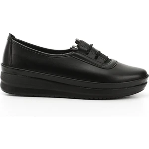 Kadın Siyah Lastik Bağcıklı Comfort Ayakkabı