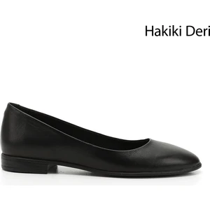 Kadın Siyah Hakiki Deri Babet