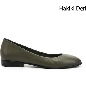 Gön Hakiki Deri Yuvarlak Burun Düz Taban Kadın Babet 24164