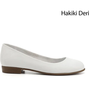 Gön Hakiki Deri Yuvarlak Burun Düz Taban Kadın Babet 24164