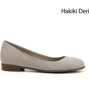 Kadın Antik Bej Hakiki Deri Babet