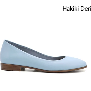 Gön Hakiki Deri Yuvarlak Burun Düz Taban Kadın Babet 24164