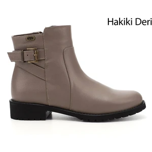 Kadın Vizon Flotter  Fermuarlı Kauçuk Taban Hakiki Deri Bot