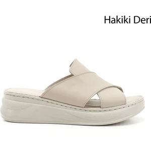 Gön Hakiki Deri Kadın Dolgu Günlük Terlik 42231