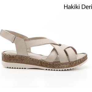 Gön Hakiki Deri Dolgu Taban Sandalet 45041