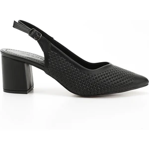 Kadın Siyah Orta Kalın Topuklu Arkası Açık Ayakkabı