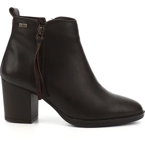 Kadın Kahve Fermuarlı Kalın Topuklu Bot