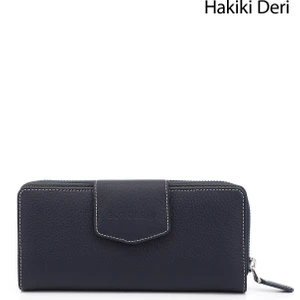 Lacivert Gön Hakiki Deri Kadın Cüzdan 06909