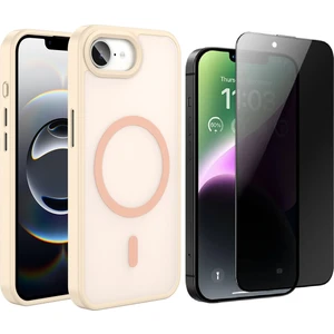 Apple iPhone 16E Kılıf M-safe Şarj Özellikli Mat Arka Yüzey Vendas Sio Kapak + Hayalet Cam Ekran Koruyucu