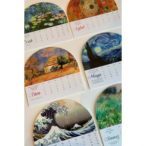 2026 Sanat Temalı Masa Takvimi | Ünlü Tablo Koleksiyonu | Ahşap Standlı Dekoratif Takvim | Klasikler
