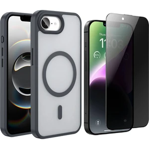 Apple iPhone 16E Kılıf M-safe Şarj Özellikli Mat Arka Yüzey Vendas Sio Kapak + Hayalet Cam Ekran Koruyucu