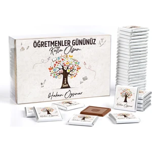 Hacı Şerif İsimli Öğretmenler Günü Hediyesi (40 Adet Madlen Çikolata) (Asetat Kutu) Ağaç