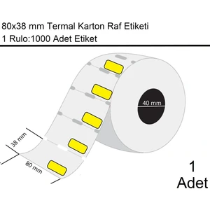 80X38 mm Karton Termal Raf Reyon Etiketi Sarı  Çerçeveli 1000'li Sarım