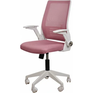 Yağmur Ofis Katlanır Kollu Çalışma Sandalyesi MONTAJLI | Ofis ve Bilgisayar Koltuğu | Beyaz Kol Pembe Kumaş