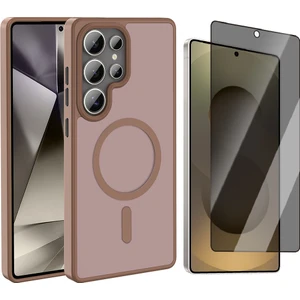 Galaxy S25 Ultra Kılıf M-safe Şarj Özellikli Mat Arka Yüzey Vendas Sio Kapak + Hayalet Cam Ekran Koruyucu