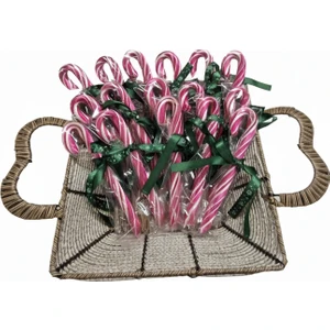 Honey Candy Balcı Şekerleme Yılbaşı Baston Şeker 10 Adet Pembe Beyaz Hediyelik