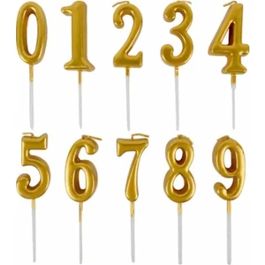 6 Gold Mum 13 cm Büyük Boy Rakam Doğum Günü Pasta Süsleme
