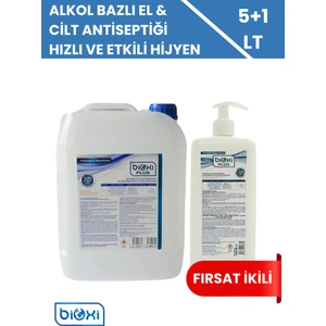 ® Alkol ve QAC Bazlı El ve Cilt Antiseptik Dezenfektan 5 LT + 1 LT Hediyeli | Güvenli ve Etkili Koruma