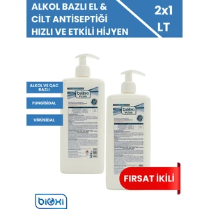 ® Alkol ve QAC Bazlı El ve Cilt Antiseptik Dezenfektan 1 LT X 2 ADET | Güvenli ve Etkili Koruma