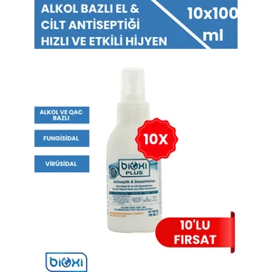 ® Alkol ve QAC Bazlı El ve Cilt Antiseptik Dezenfektan 100 ML X 10 ADET | Güvenli ve Etkili Koruma