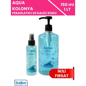 ® Aqua Marine 80° Kolonya 1 LT Sprey Başlıklı + 150 ML - Ferah Aqua Marine Aroması ile Etkin Hijyen ve Uzun Süreli Ferahlık