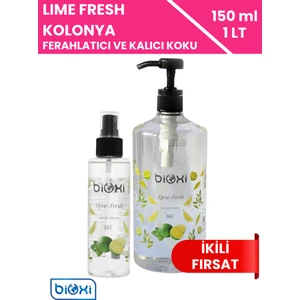 ® Lime Fresh 80° Kolonya 1 LT Sprey Başlıklı + 150 ML - Ferah Lime Kokusu ile Etkin Hijyen ve Uzun Süreli Ferahlık