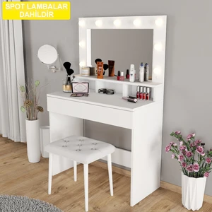 LİGHT MAKYAJ MASASI TABURELİ TAKIM