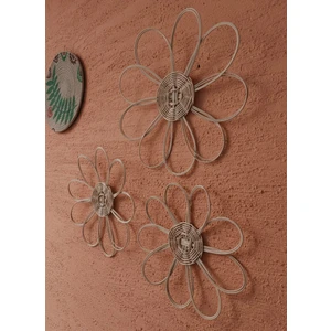 Fesleğence Dekor Rattan 3'lü Bohem Duvar Süsü Duvar Tabağı