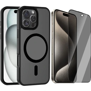 Apple iPhone 16 Pro Max Kılıf M-safe Şarj Özellikli Mat Arka Yüzey Vendas Sio Kapak + Hayalet Cam Ekran Koruyucu