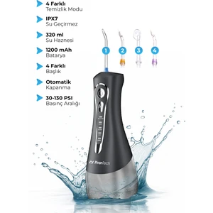 AquaDent Ultra Ağız Duşu - Şarjlı Taşınabilir, 4 Farklı Mod, IPX7 Su Geçirmez