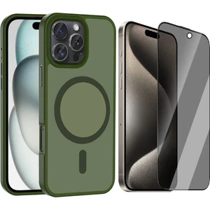 Apple iPhone 16 Pro Max Kılıf M-safe Şarj Özellikli Mat Arka Yüzey Vendas Sio Kapak + Hayalet Cam Ekran Koruyucu