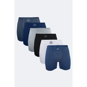 Erkek Karışık Renk 6 Lı Pamuk Elastan Uzun Boxer 6M073
