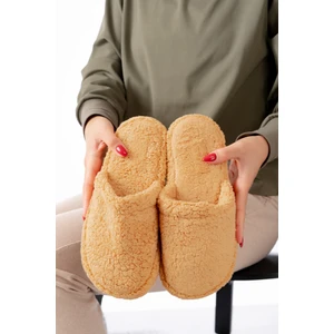 Kuzu Kumaş Yünlü Sessiz Taban Kadın Terlik Kapalı Ev Terliği