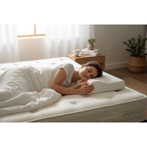 Cozyy Life Visco Ortopedik Yastık Eco | Boyun Bel Bacak Desteği | Çift Yükseklik | Beyaz | Kılıflı | 950gr