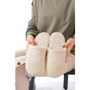 Kuzu Kumaş Yünlü Sessiz Taban Kadın Terlik Kapalı Ev Terliği