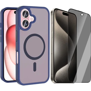 Apple iPhone 16 Plus Kılıf M-safe Şarj Özellikli Mat Arka Yüzey Vendas Sio Kapak + Hayalet Cam Ekran Koruyucu