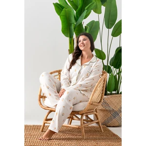 Uzun Kol Gömlek Yaka Kadın Pinterest Pijama Takımı -  Kadın Pijama- Geniş Beden Aralığı