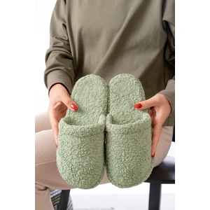 Kuzu Kumaş Yünlü Sessiz Taban Kadın Terlik Kapalı Ev Terliği