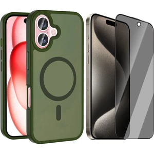 Apple iPhone 16 Plus Kılıf M-safe Şarj Özellikli Mat Arka Yüzey Vendas Sio Kapak + Hayalet Cam Ekran Koruyucu