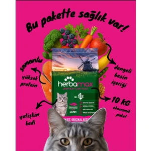 HerbaMax Premium Somonlu Kedi Maması – Kısırlaştırılmış Kediler İçin, 10 Kg