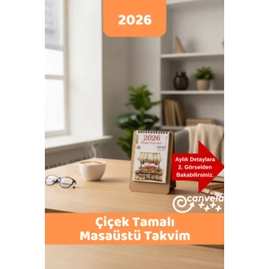 2026 Yılı Masaüstü Takvim Üçgen Masa Takvimi Çiçek Severler Için Çiçek Temalı Takvim