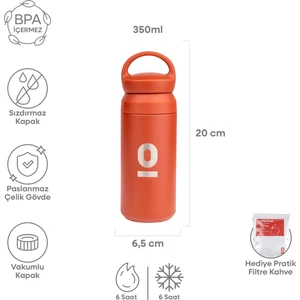 Paslanmaz Çelik Tutacaklı Kırmızı Termos 350 ml No:34