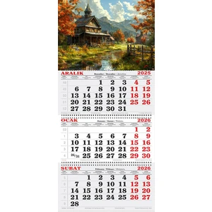 GENC DIJITAL BASKI 2026 Yılı Gemici Takvimi- Kasabada Sonbahar