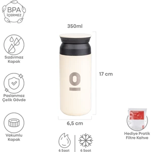 Paslanmaz Çelik Beyaz Termos 350 ml No:33