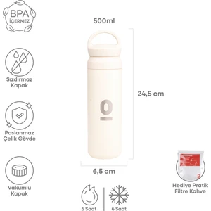 Paslanmaz Çelik Tutacaklı Beyaz Termos 500 ml No:36