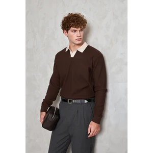 Erkek Polo Yaka Nopeli Oversize Triko Kazak